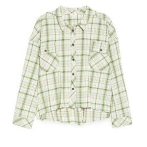 BP Long Sleeve Bnwot Plaid Top Sz Small Womens Frayed Hem